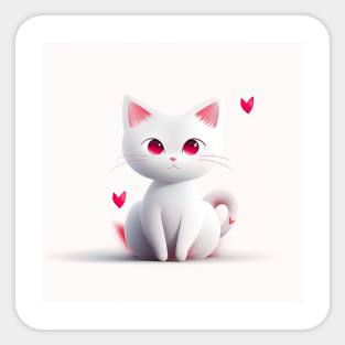 Cute cat with hearts Sticker